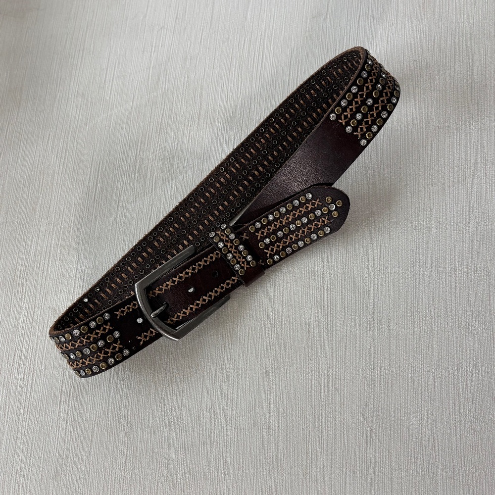 Bed Stu leather studded belt 🤎 Wide western / boho Y2K belt - Picture 3 of 7